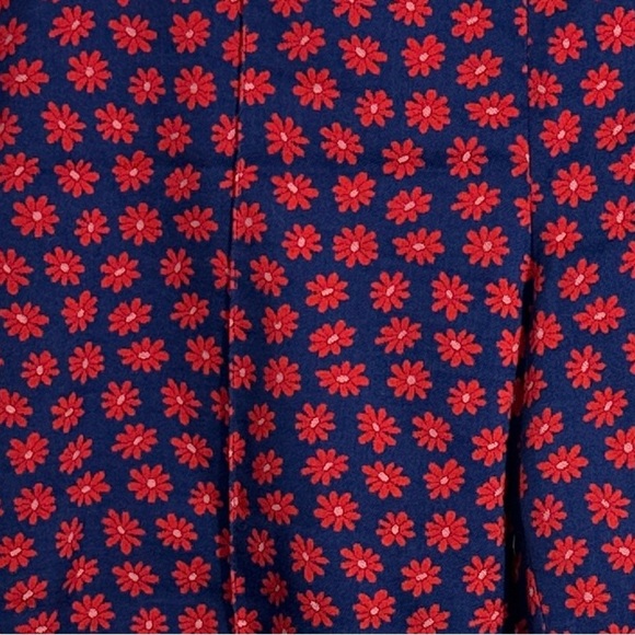 ALICE + OLIVIA Michiko Pintuck Daisy Print Pants Navy/Red Size 10 - Picture 2 of 11